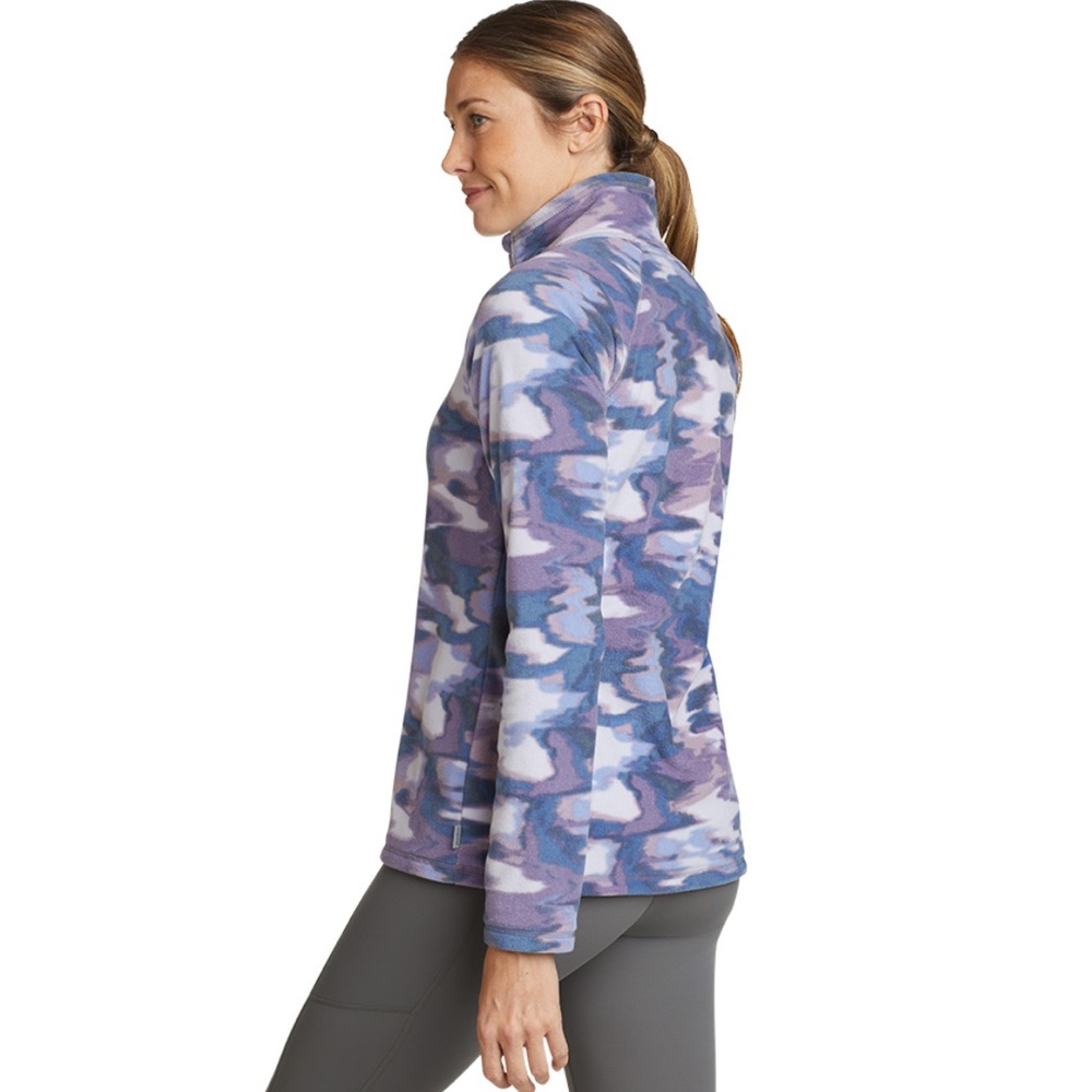 Eddie Bauer Womens Purple Blue Marble Fleece 1/4 Zip Pullover Jacket Size XL